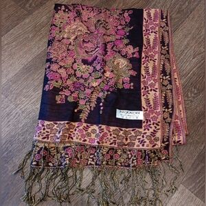 Pashmina Purple and Gold Floral Scarf